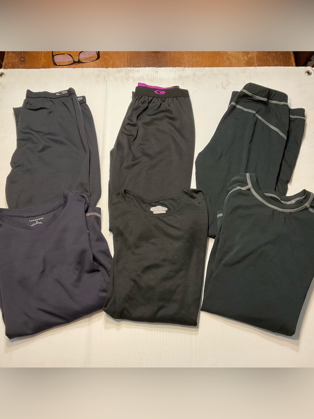 Lot of Six Baselayer Thermal Tops Pants Unisex Sz M/L 10-14 Rei C9 Lands End etc